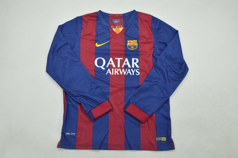 Kids Barcelona 2014/15 Home Long Sleeve Soccer Jersey And Shorts