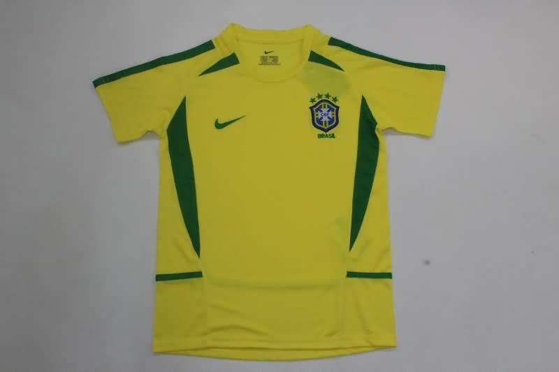 Kids Brazil 2002 Home Soccer Jersey And Shorts