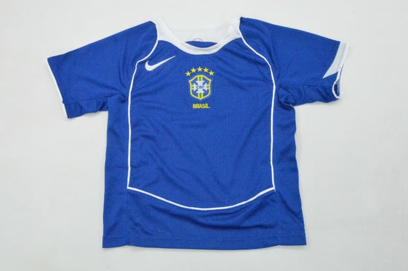 Kids Brazil 2004 Away Soccer Jersey And Shorts