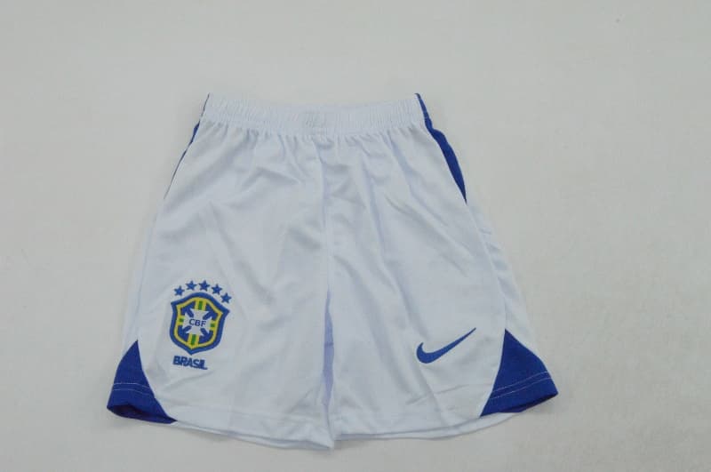 Kids Brazil 2004 Away Soccer Jersey And Shorts