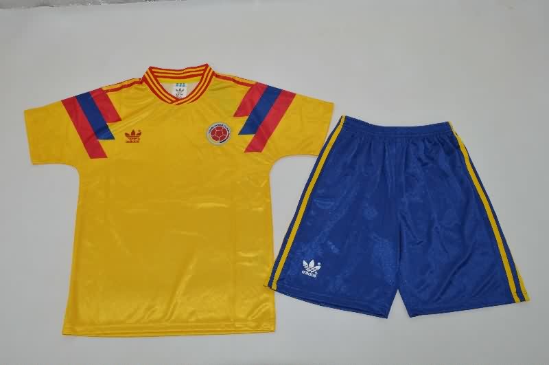 Kids Colombia 1990 Home Soccer Jersey And Shorts