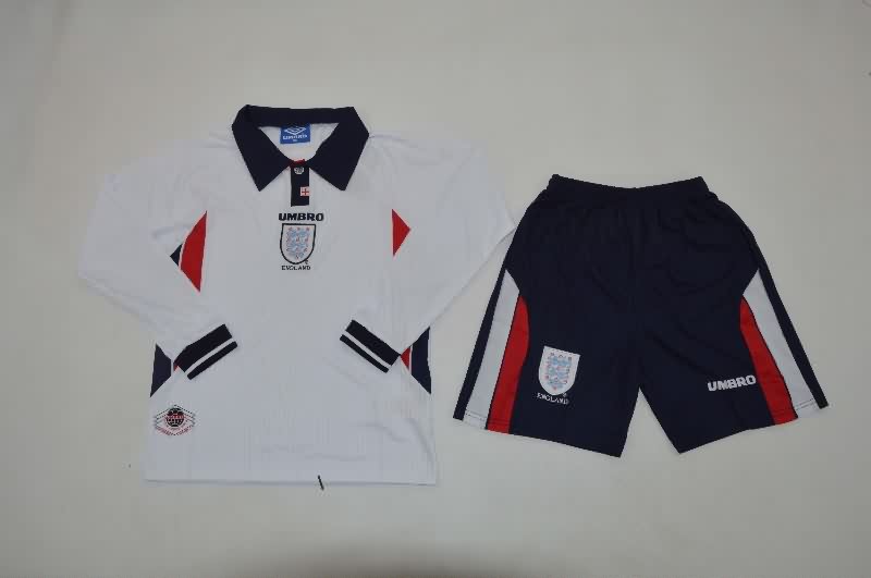 Kids England 1998 Home Long Sleeve Soccer Jersey And Shorts