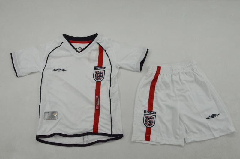 Kids England 2002 Home Soccer Jersey And Shorts