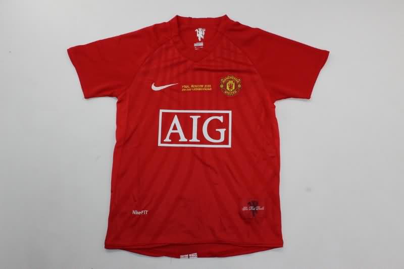 Kids Manchester United 2007/08 Home Final Soccer Jersey And Shorts
