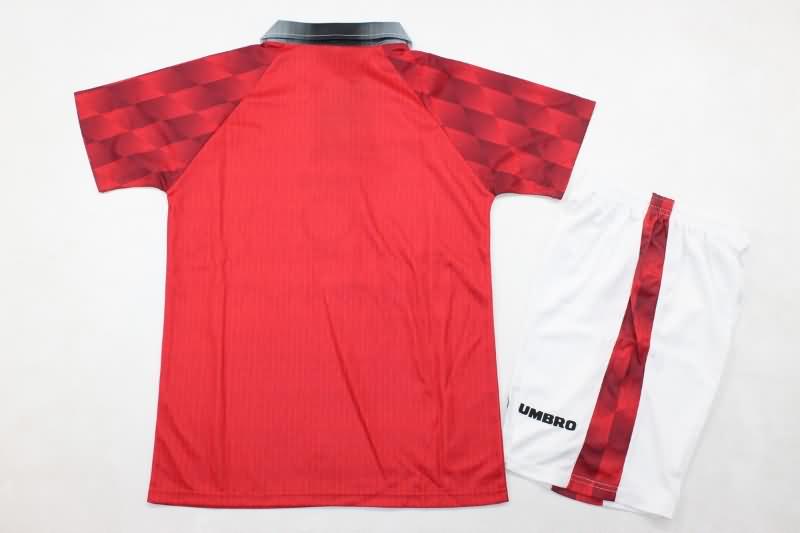 Kids Manchester United 1996/98 Home Soccer Jersey And Shorts