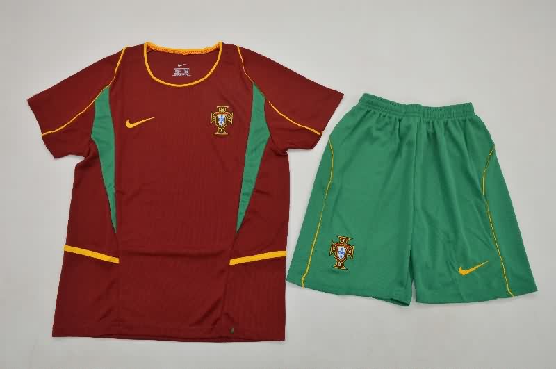 Kids Portugal 2002 Home Soccer Jersey And Shorts