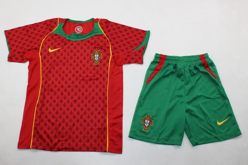Kids Portugal 2004 Home Soccer Jersey And Shorts
