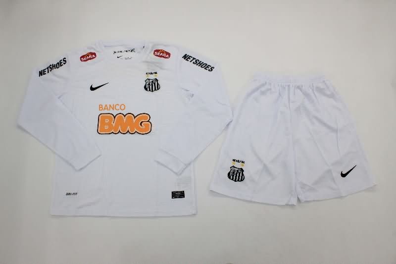 Kids Santos 2011/12 Home Long Sleeve Soccer Jersey And Shorts