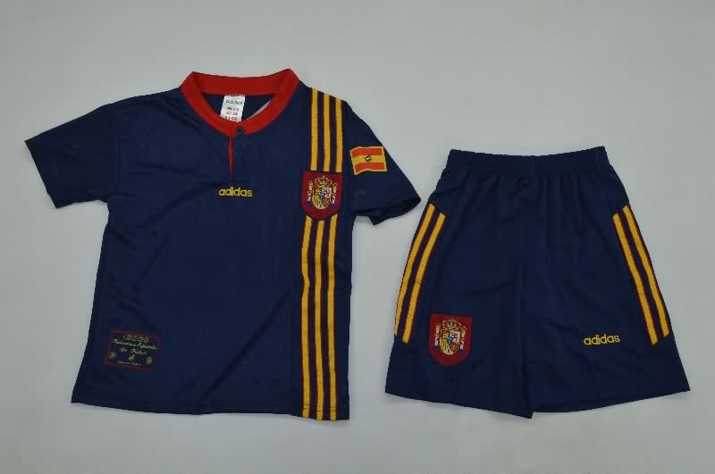 Kids Spain 1996 Away Soccer Jersey And Shorts