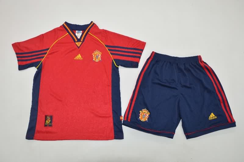 Kids Spain 1998 Home Soccer Jersey And Shorts