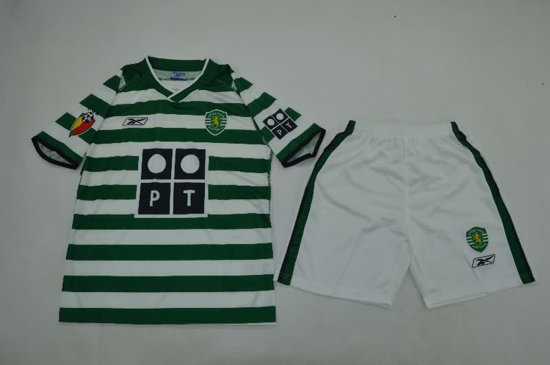 Kids Sporting Lisbon 2003/04 Home Soccer Jersey And Shorts